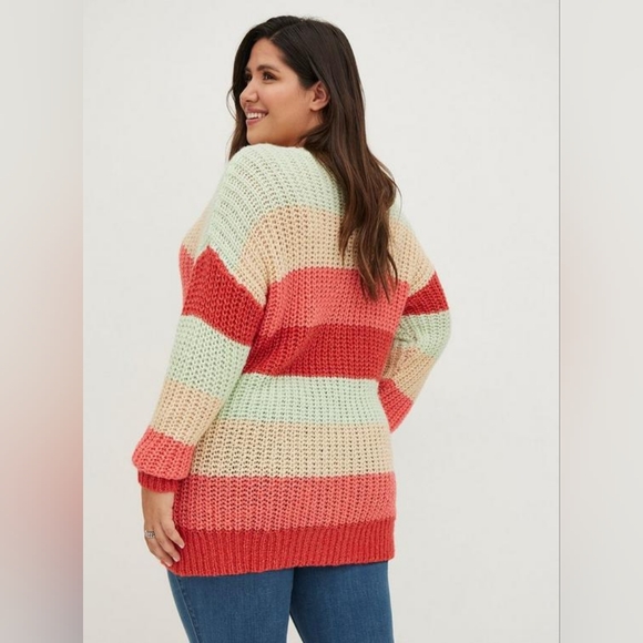 Torrid Colorful Multi Stripe Cozy Knit V Neck Sweater Women's Plus Size 0X - Picture 4 of 12
